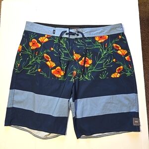 Vans Mens Board Shorts Multi Color Floral Pattern Size 36 No Liner
